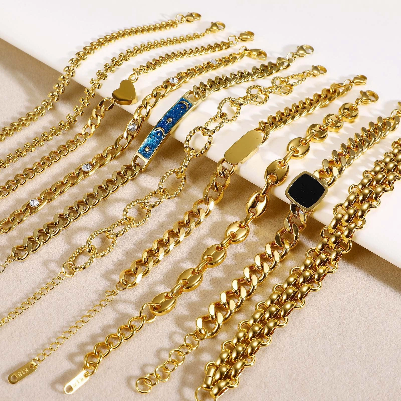 Wholesale Zircon Thick Chain Stainless Steel Bracelets