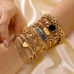Wholesale Zircon Thick Chain Stainless Steel Bracelets