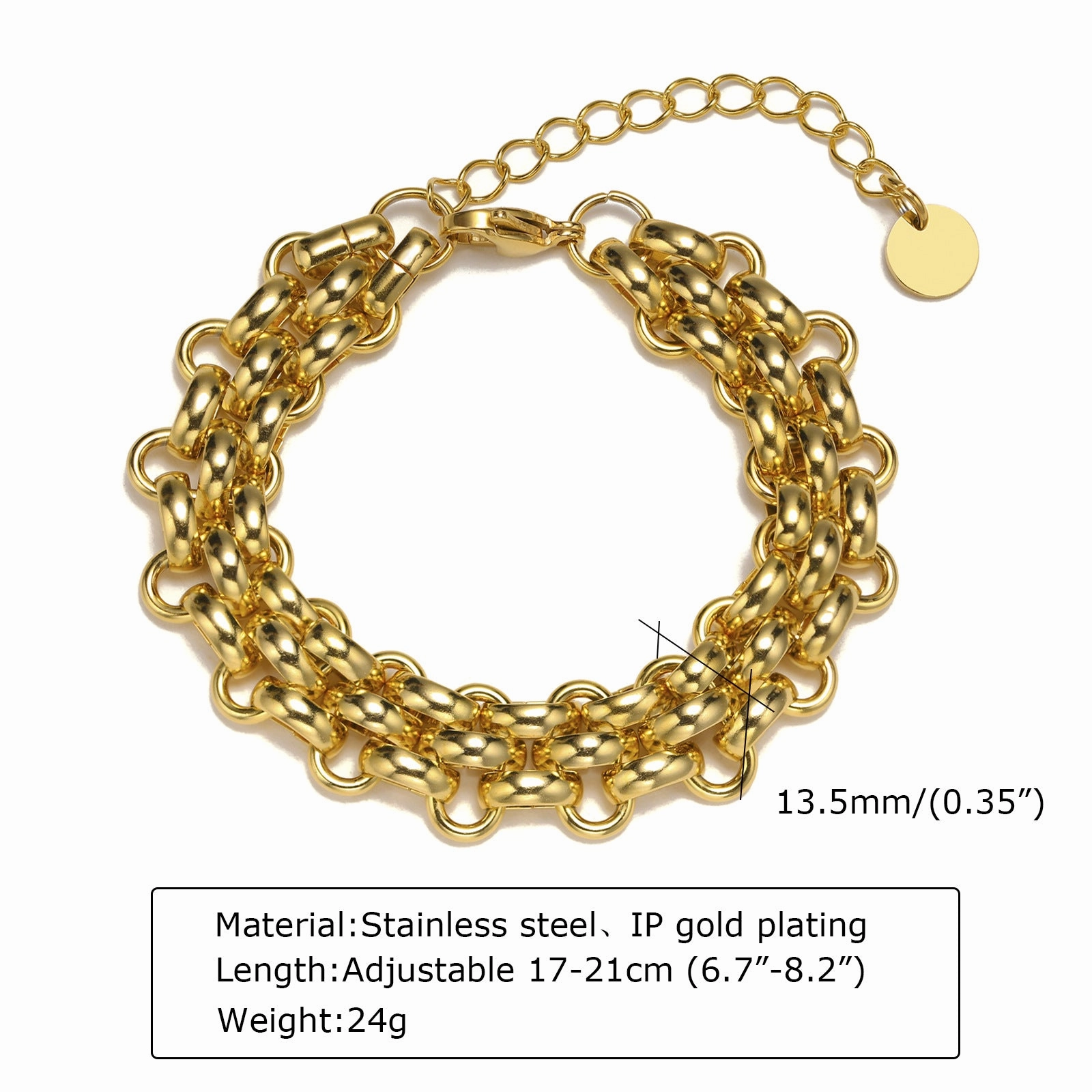 Wholesale Zircon Thick Chain Stainless Steel Bracelets