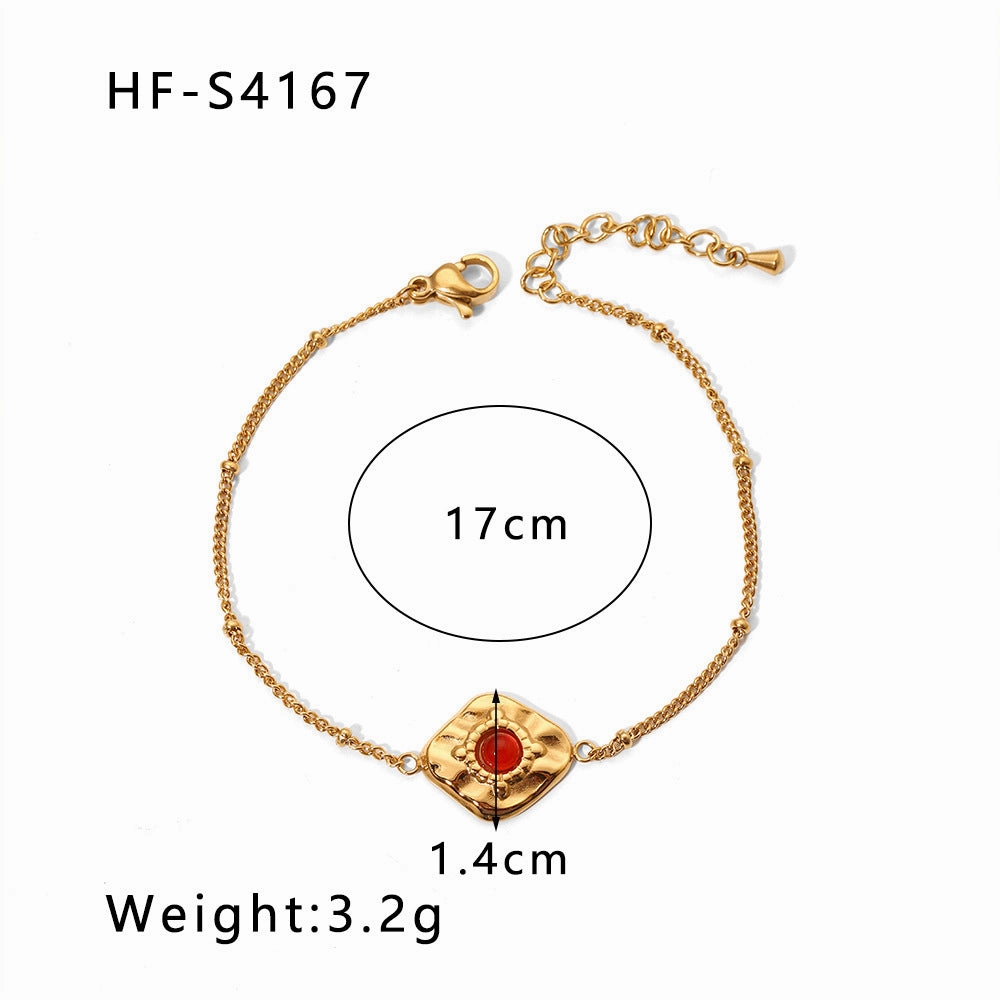 Wholesale Zircon Turquoise Square Pendant Non-fading Bracelet