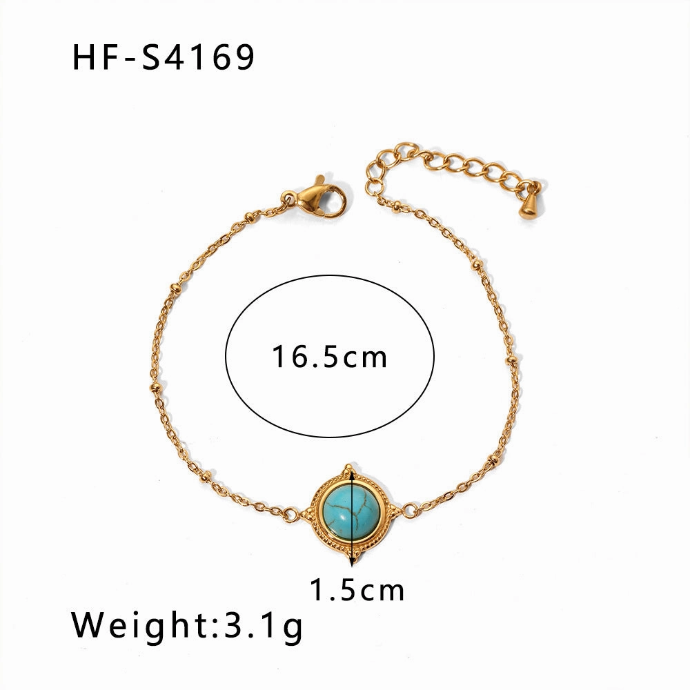 Wholesale Zircon Turquoise Square Pendant Non-fading Bracelet