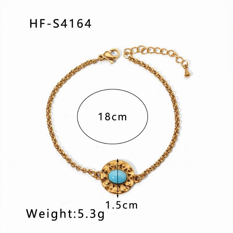 Wholesale Zircon Turquoise Square Pendant Non-fading Bracelet