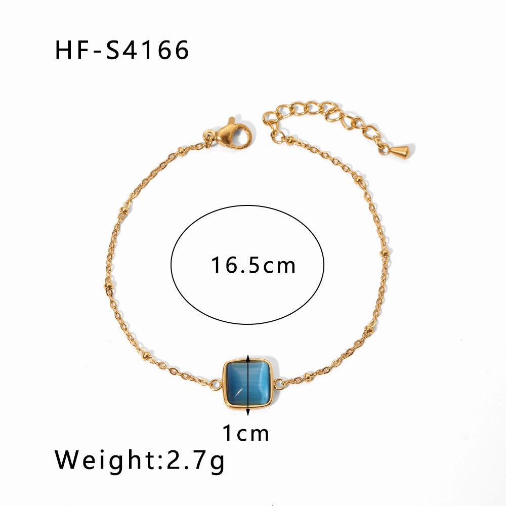 Wholesale Zircon Turquoise Square Pendant Non-fading Bracelet