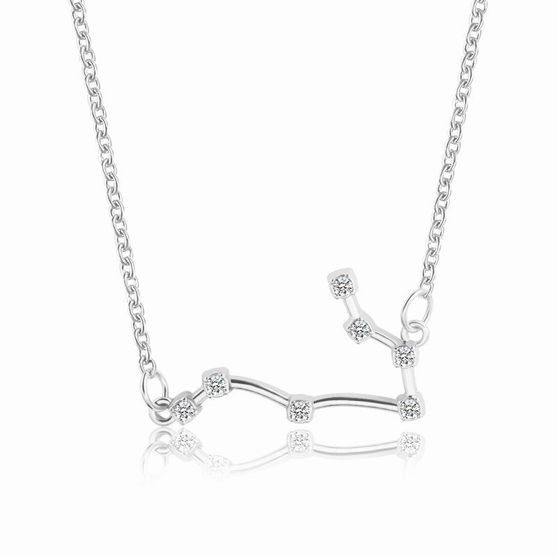Wholesale Zircon Twelve Constellations Guardian Necklace Collarbone Chain