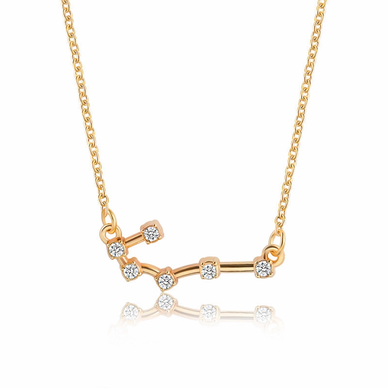 Wholesale Zircon Twelve Constellations Guardian Necklace Collarbone Chain