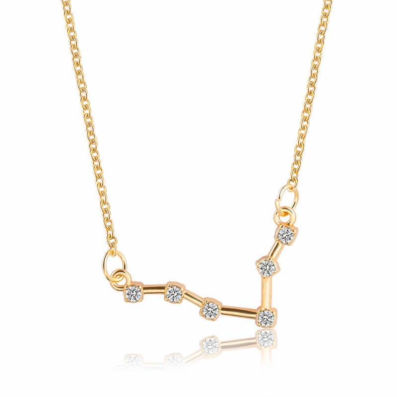 Wholesale Zircon Twelve Constellations Guardian Necklace Collarbone Chain