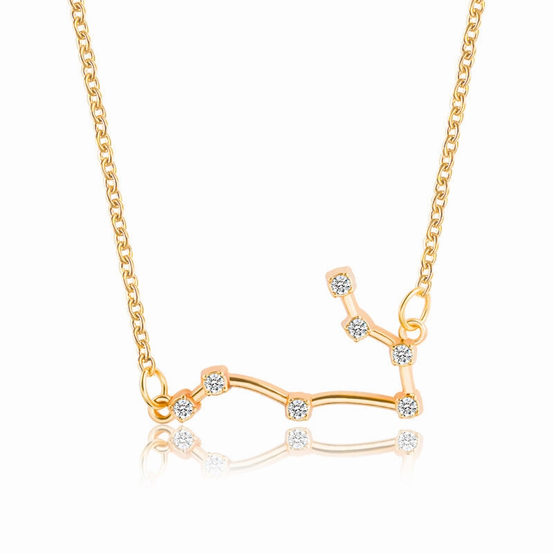 Wholesale Zircon Twelve Constellations Guardian Necklace Collarbone Chain