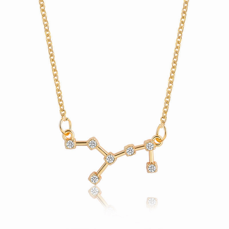 Wholesale Zircon Twelve Constellations Guardian Necklace Collarbone Chain