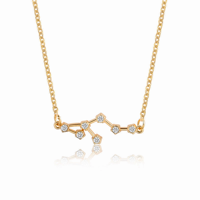 Wholesale Zircon Twelve Constellations Guardian Necklace Collarbone Chain