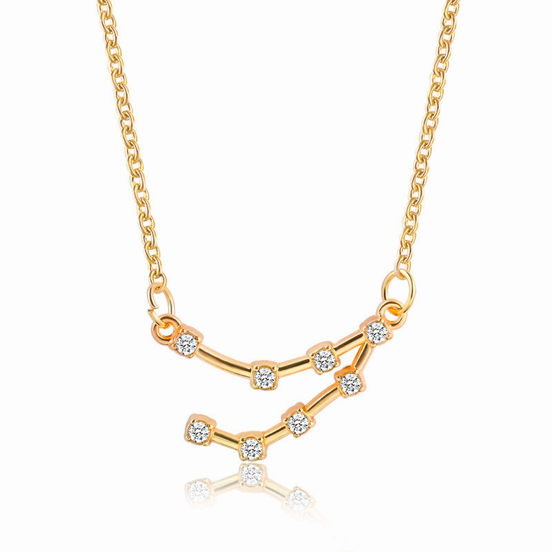 Wholesale Zircon Twelve Constellations Guardian Necklace Collarbone Chain