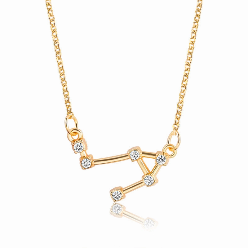Wholesale Zircon Twelve Constellations Guardian Necklace Collarbone Chain