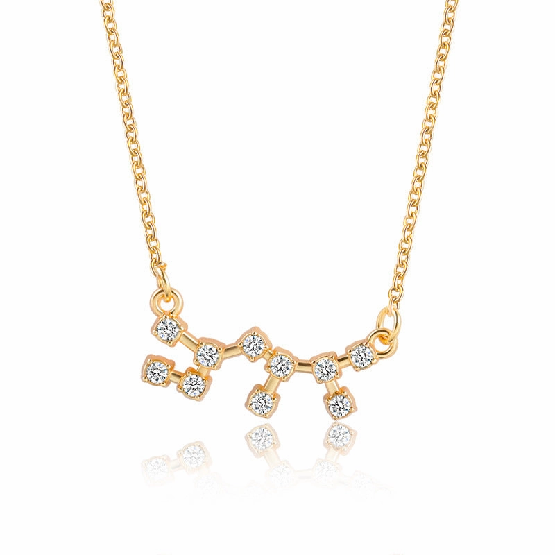 Wholesale Zircon Twelve Constellations Guardian Necklace Collarbone Chain