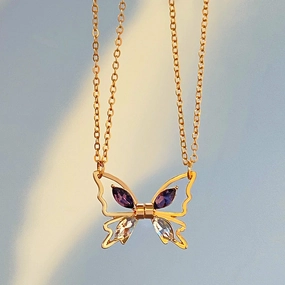 Wholesale Zirconia Butterfly Alloy Creative Magnetic Necklace Clavicle Chain