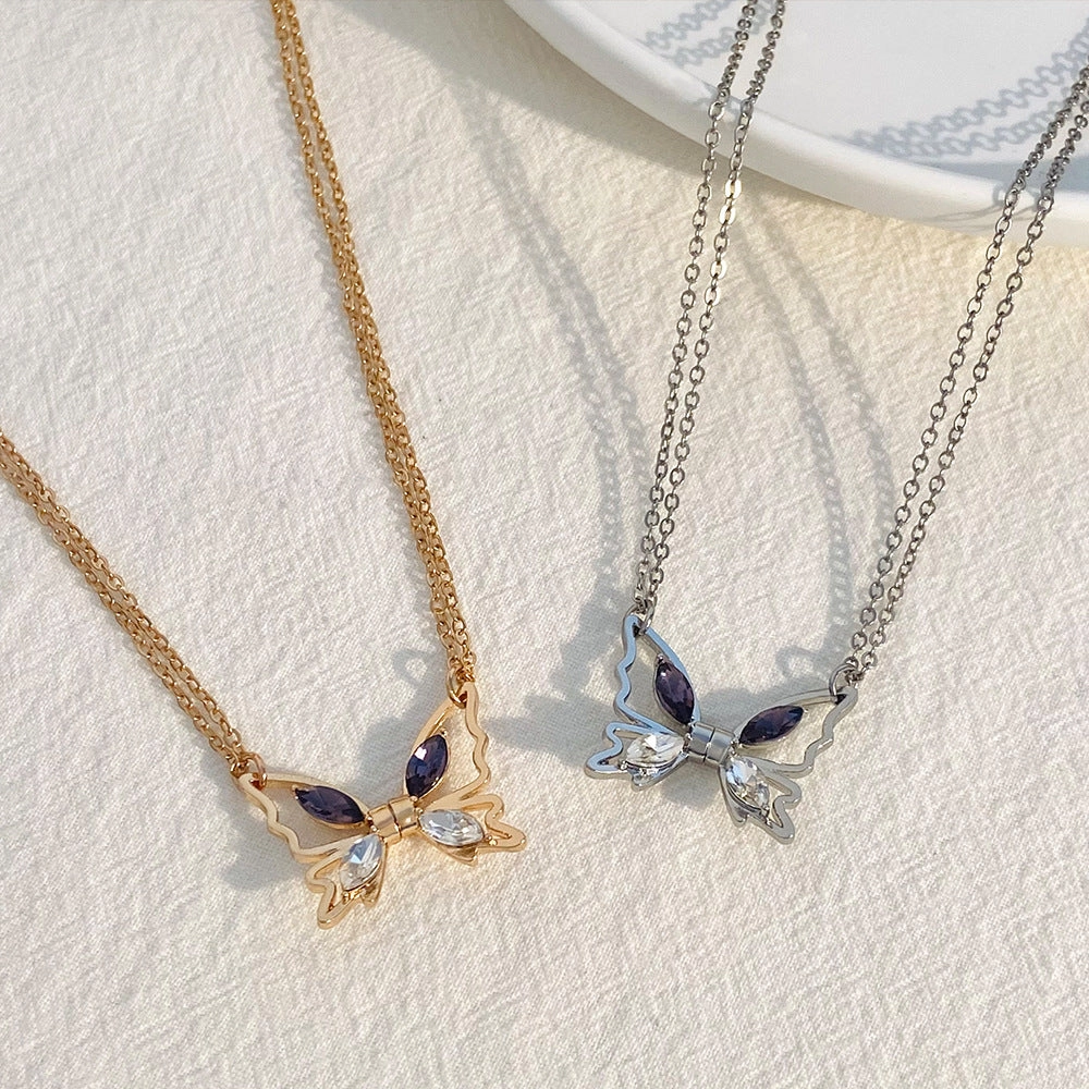 Wholesale Zirconia Butterfly Alloy Creative Magnetic Necklace Clavicle Chain