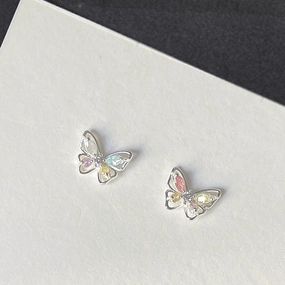 Wholesale Zirconia Butterfly Ear Studs Alloy Earrings