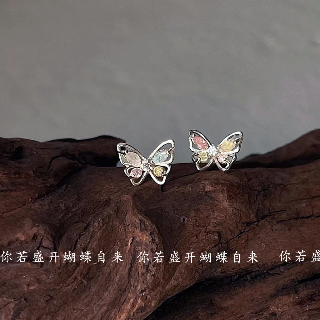 Wholesale Zirconia Butterfly Ear Studs Alloy Earrings