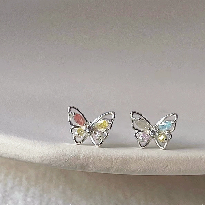Wholesale Zirconia Butterfly Ear Studs Alloy Earrings
