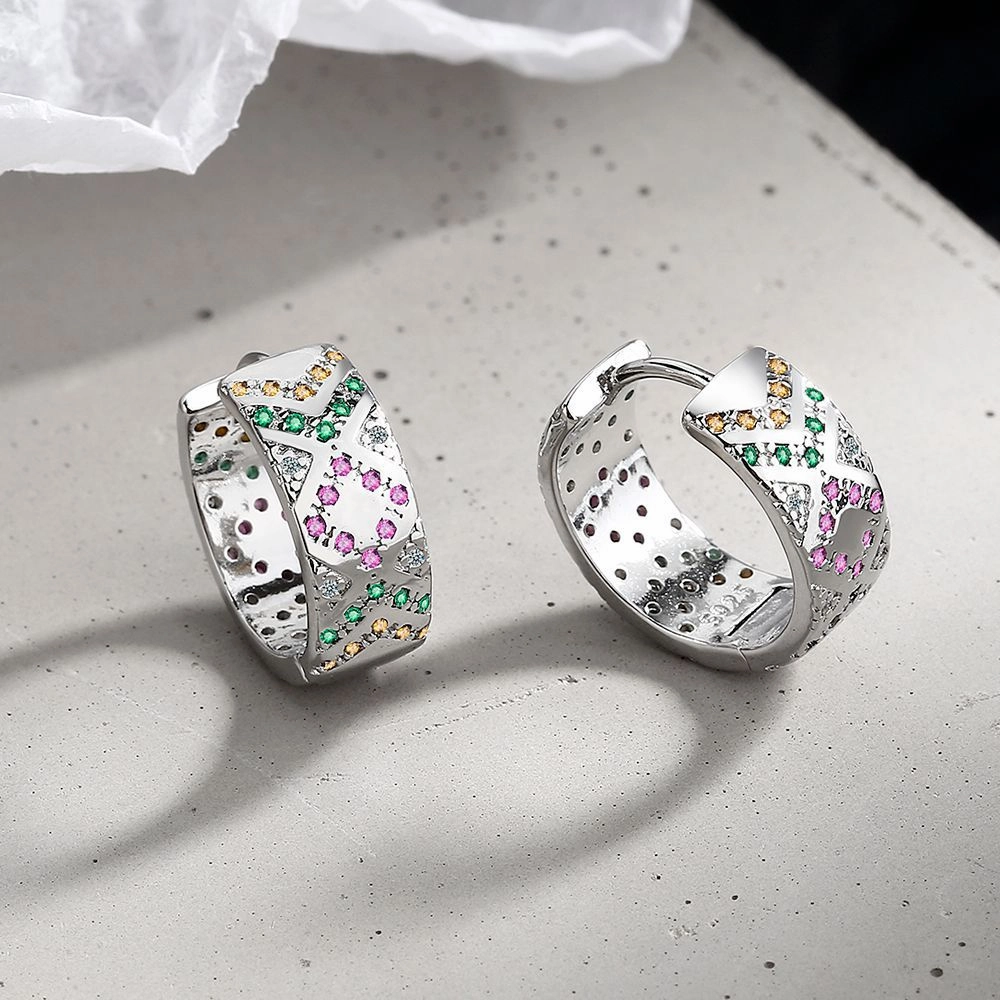 Wholesale Zirconia Diamond Color Matching Stripe Copper Earrings