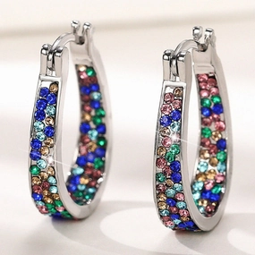 Wholesale Zirconia Inlaid Circular Alloy Earrings