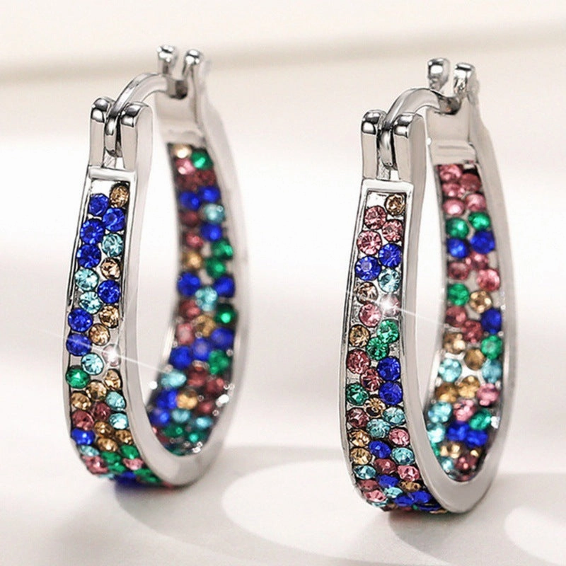 Wholesale Zirconia Inlaid Circular Alloy Earrings