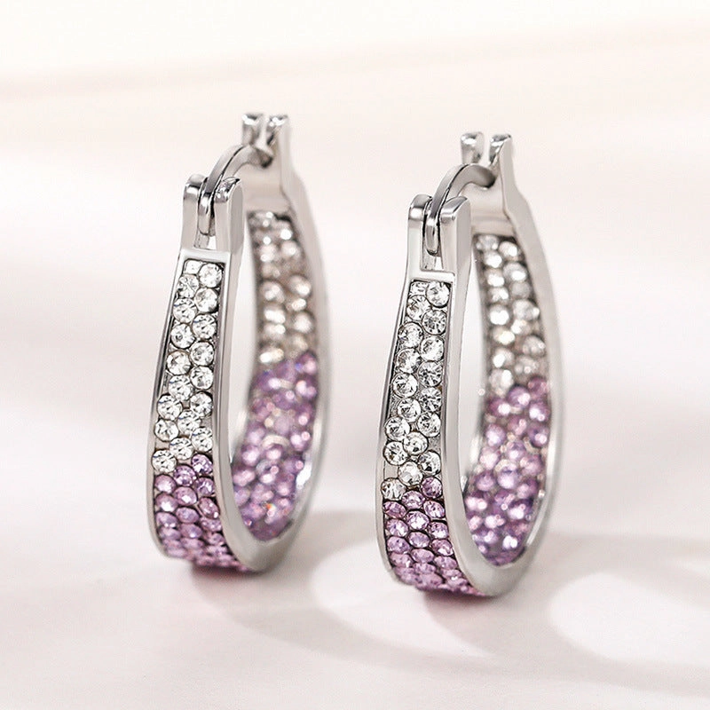 Wholesale Zirconia Inlaid Circular Alloy Earrings