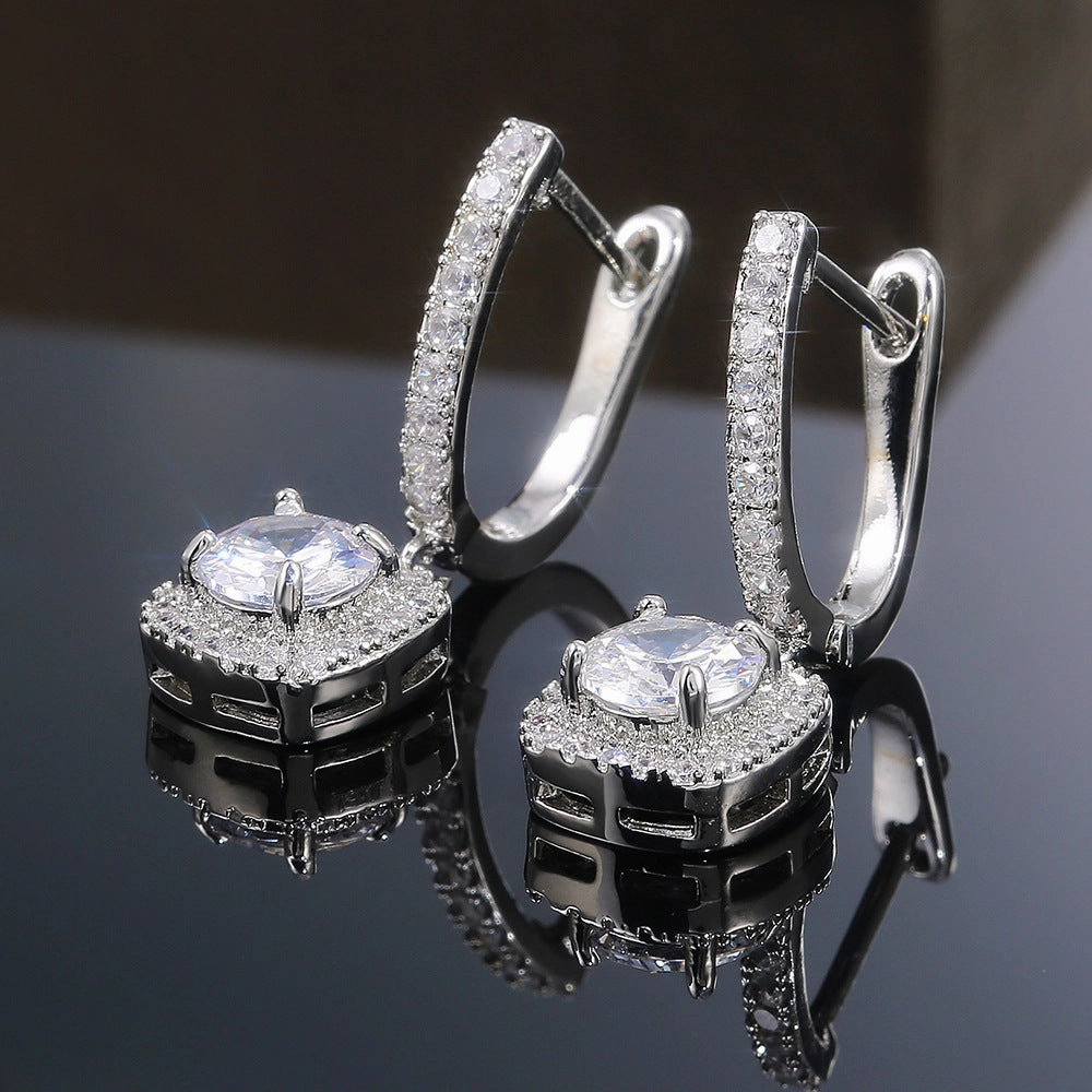 Wholesale Zirconia Micropaved Copper Earrings