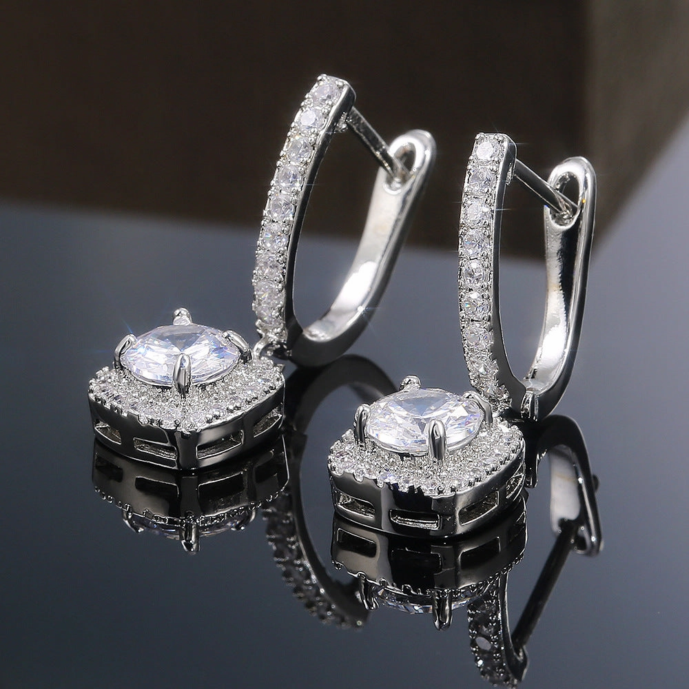 Wholesale Zirconia Micropaved Copper Earrings