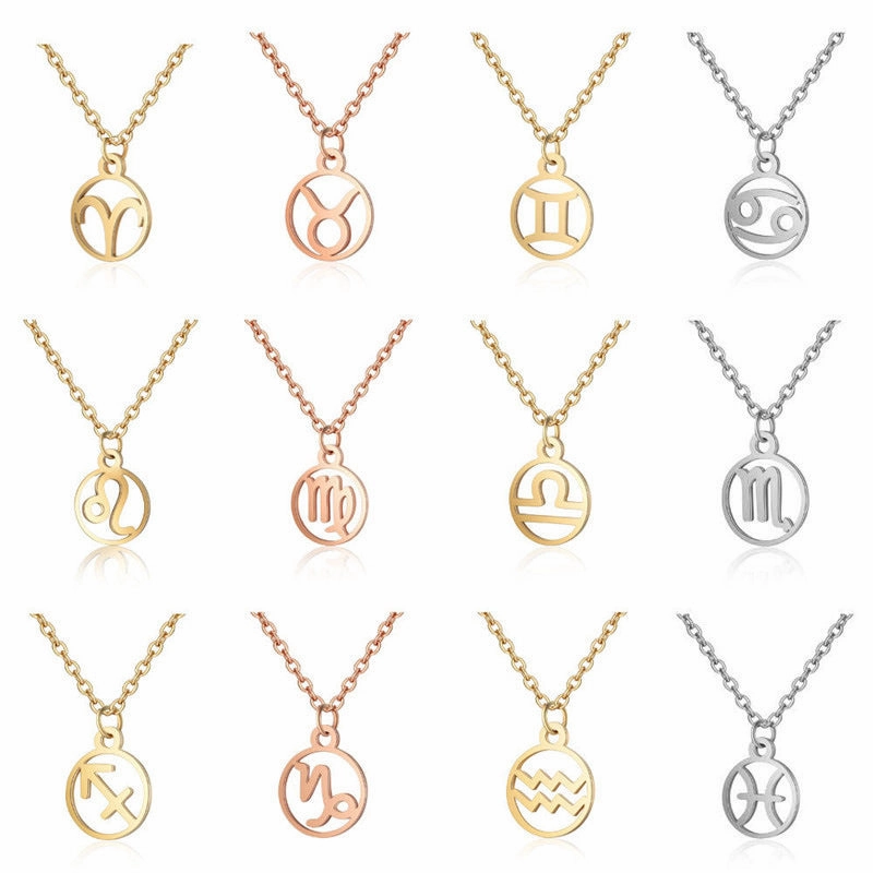 Wholesale Zodiac Pendant Titanium Steel Necklace