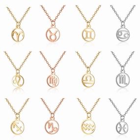 Wholesale Zodiac Pendant Titanium Steel Necklace